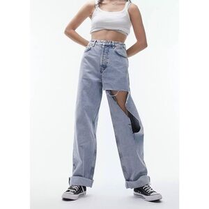 Topshop Ripped High Waist Oversize Mom Jeans